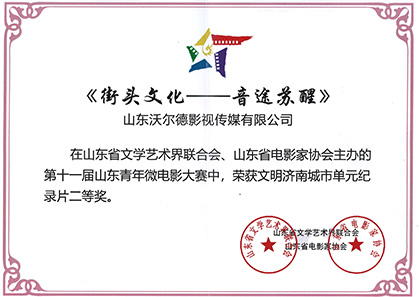 第十一届山东青年微电影大赛 文明济南城市单元纪录片二等奖
